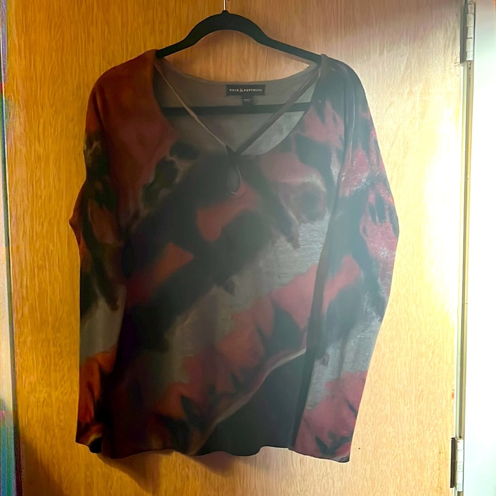Rock & Republic Tie-Dye Peephole Sweater/ L